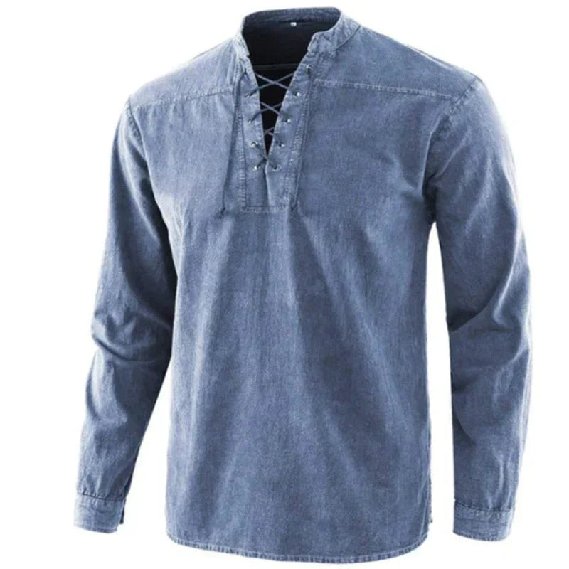 Heren V-hals Shirt Casual Katoen