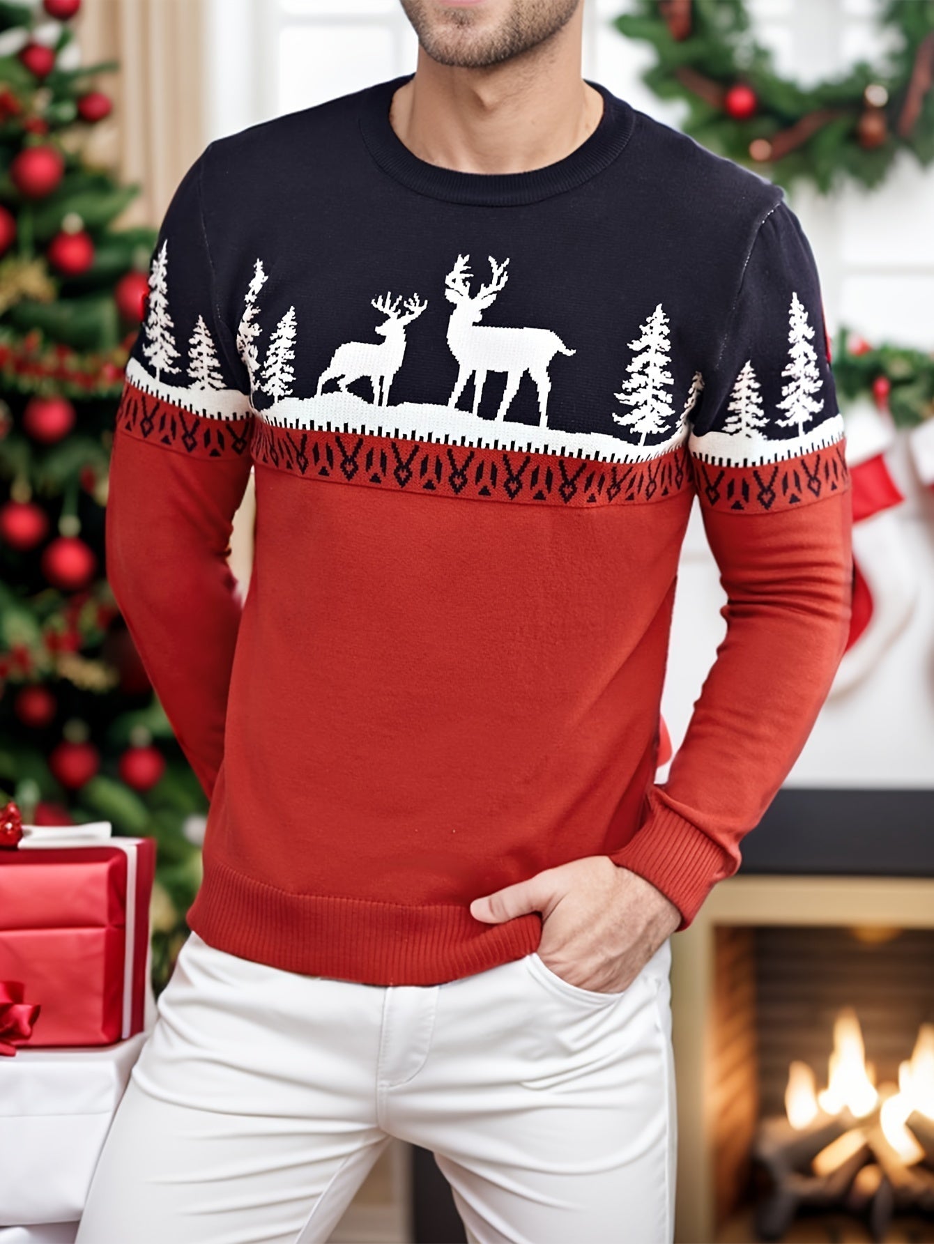Kersttrui Heren Rendierprint Feestelijk Design - Mode Vibes