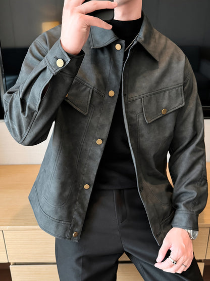 Herenjas Kunstleder Biker Stijl Casual Trendy - Mode Vibes