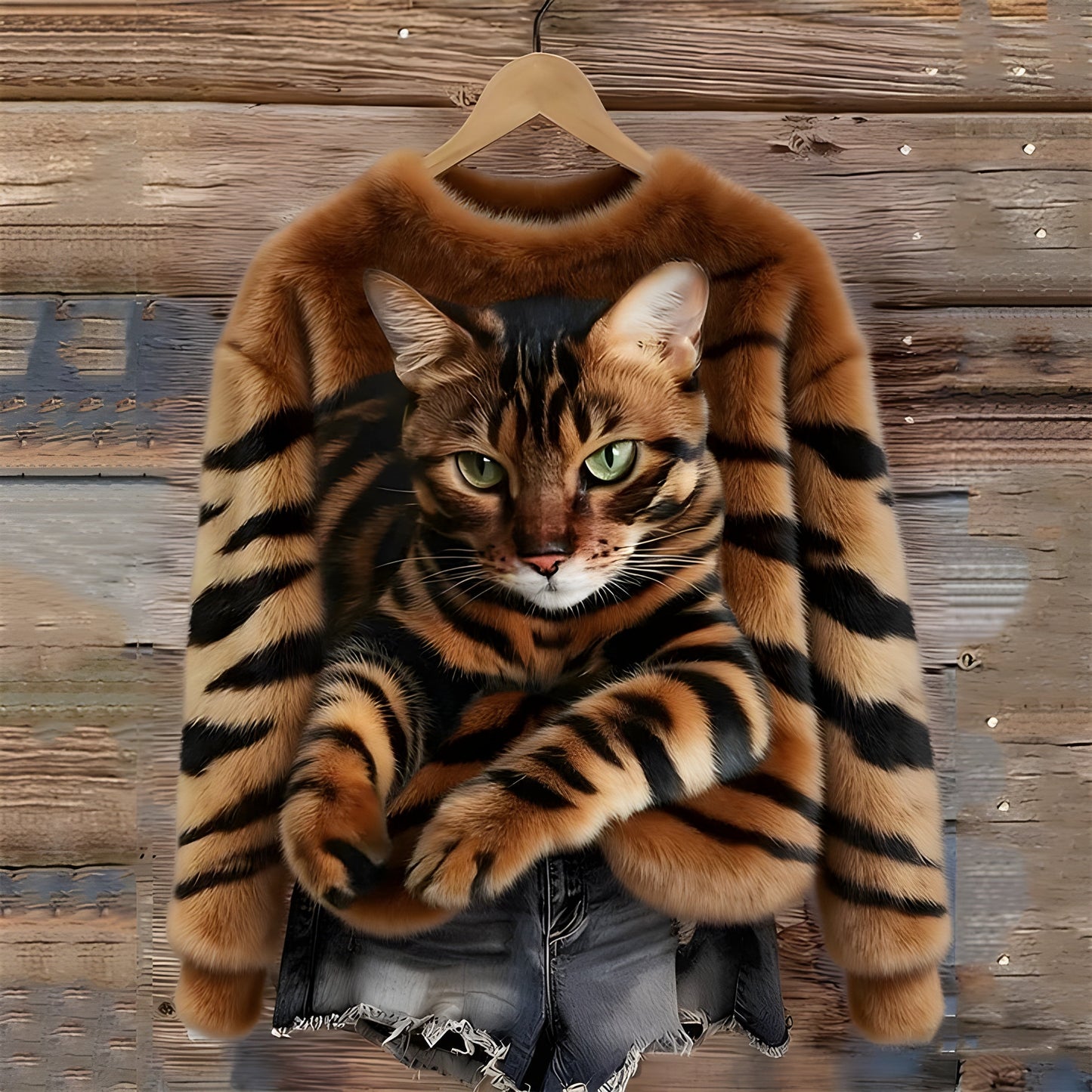 Dames Sweater Met Kattenprint Comfortabele Pasvorm - Mode Vibes
