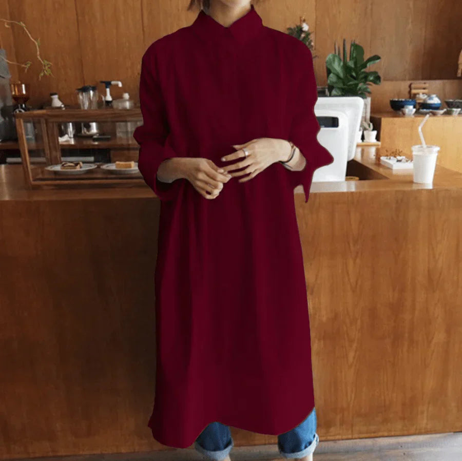 Oversized Overhemdjurk voor Vrouw Losse Zomerjurk