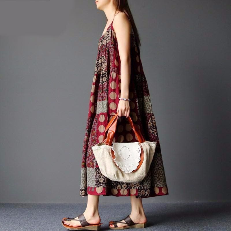 Hippiejurk met Stippen en Bloemenprint Zomerjurk
