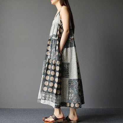 Hippiejurk met Stippen en Bloemenprint Zomerjurk