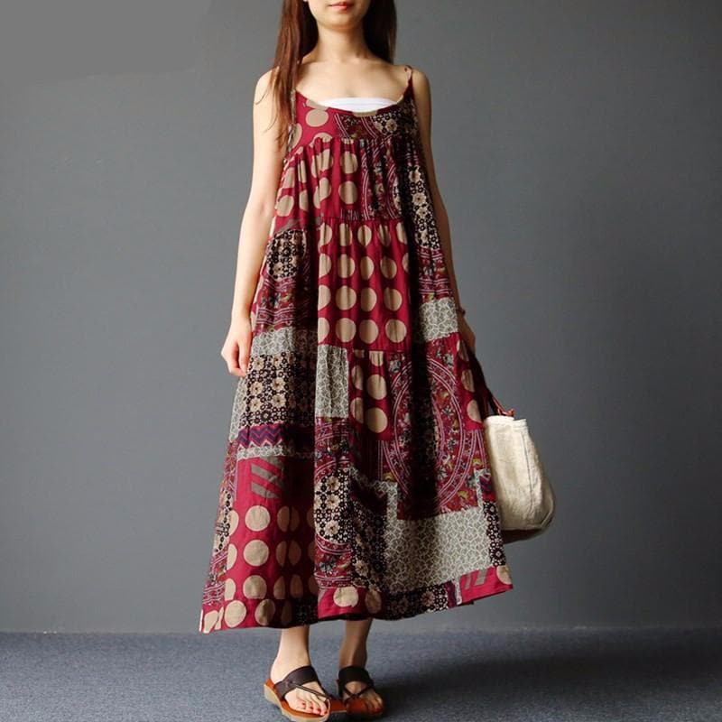 Hippiejurk met Stippen en Bloemenprint Zomerjurk - Mode Vibes