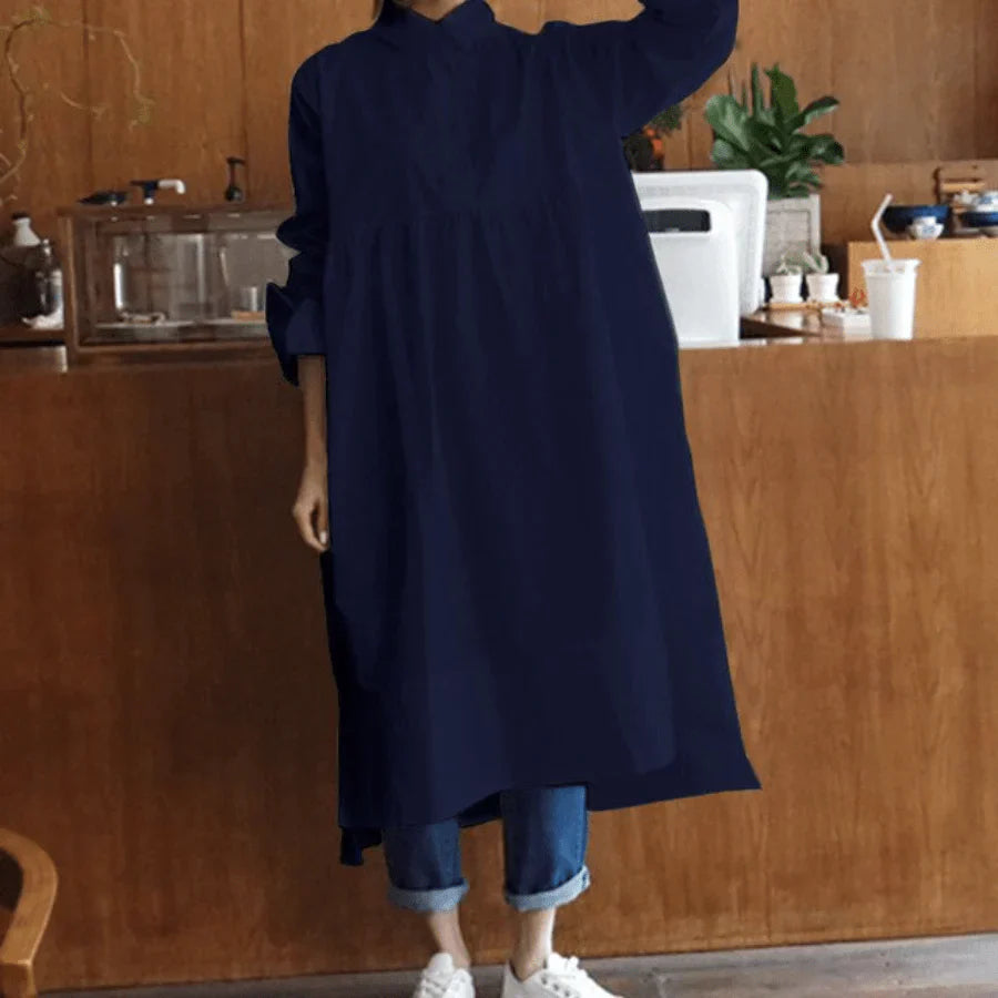 Oversized Overhemdjurk voor Vrouw Losse Zomerjurk