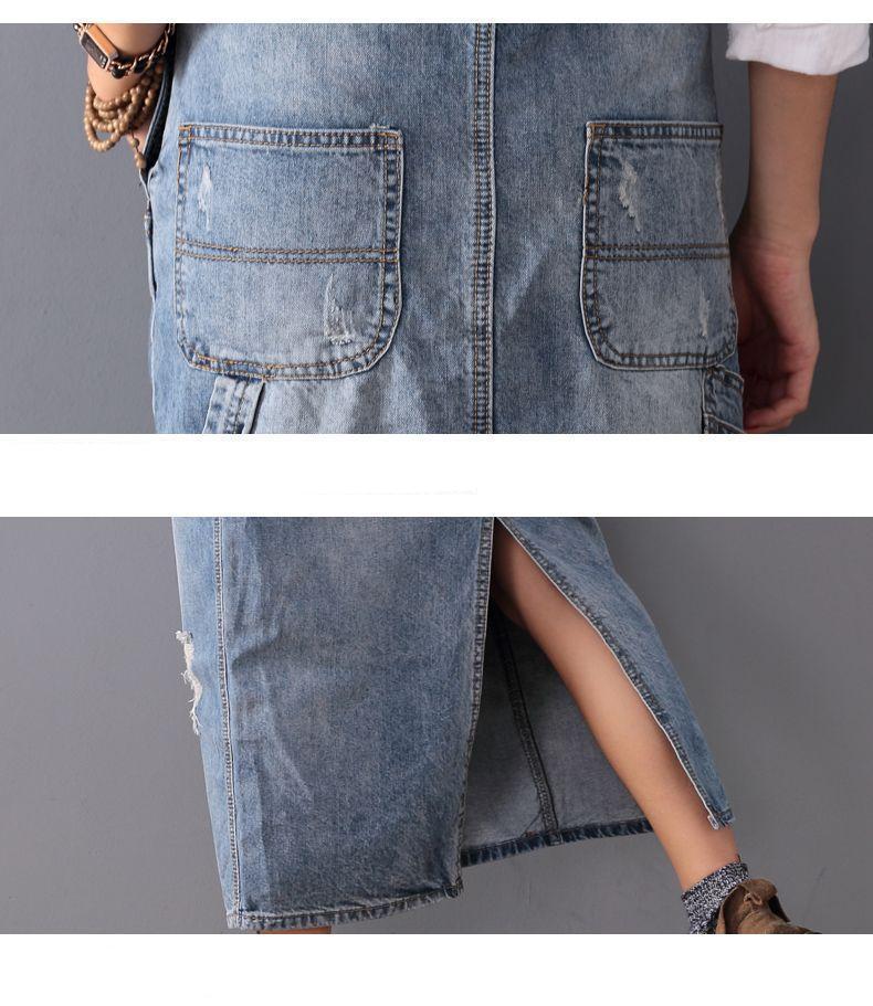 Blauwe Denim Jurk Kort voor Vrouw