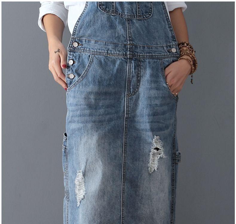 Blauwe Denim Jurk Kort voor Vrouw