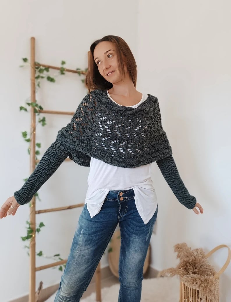 Glansvol Moda | Elegant Zachte Schouderdoek Trui | Stijlvol en Comfortabel