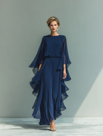 Dames Chiffon Set Met Ruches Elegant