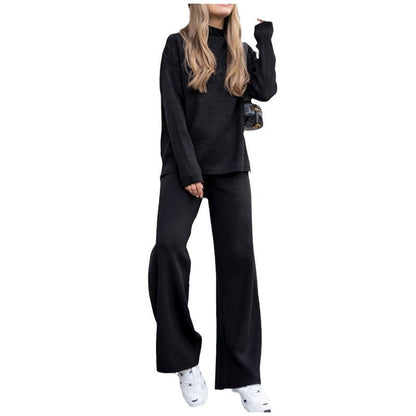 Dames Lounge Set Gebreid Coltrui en Wijde Broek