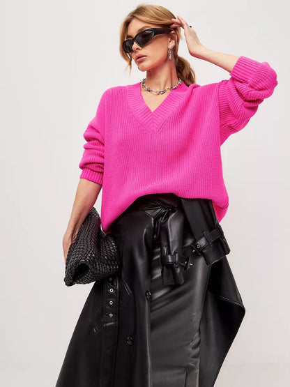Dames Trui Basic Gebreid met V-hals Elegante Stijl