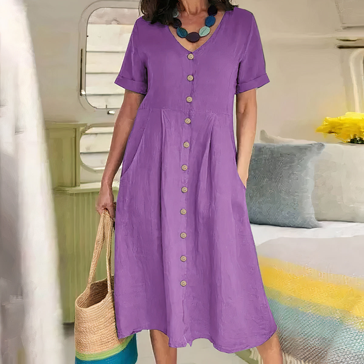 Zomerjurk Katoen Linnen Vrouwen Jurk Casual