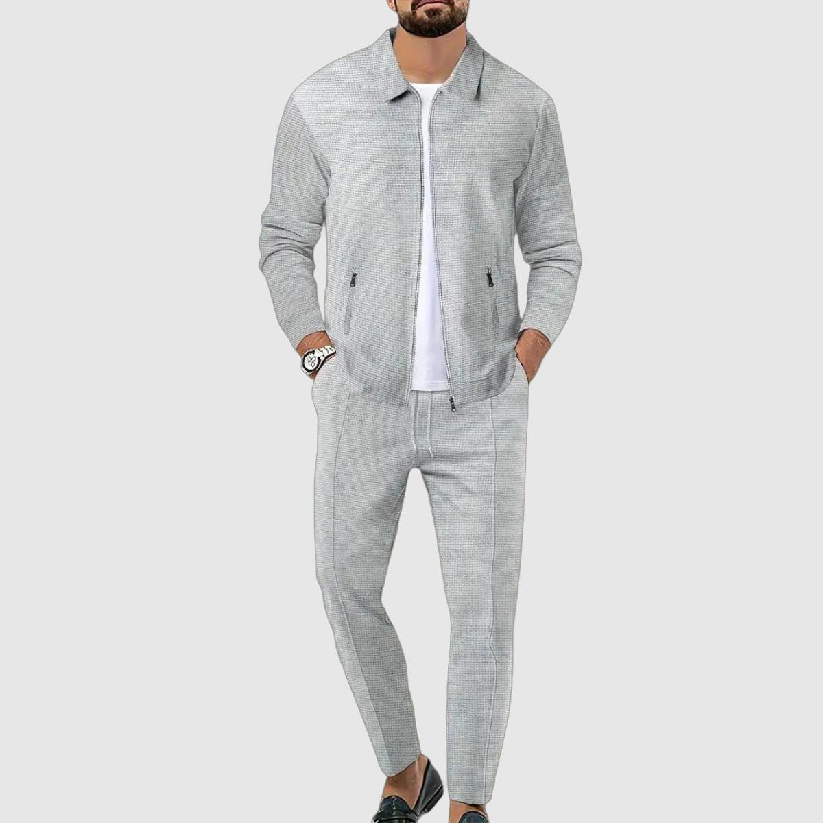 Heren Trainingspak – Stijlvol Vest met Ritssluiting en Joggingbroek, Lichtgewicht Sportset
