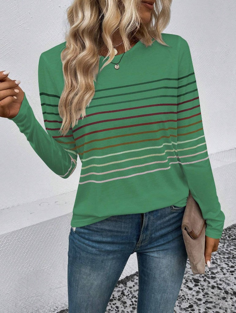 Dames T-shirt Lange Mouwen Streepjes Basic Stijlvol