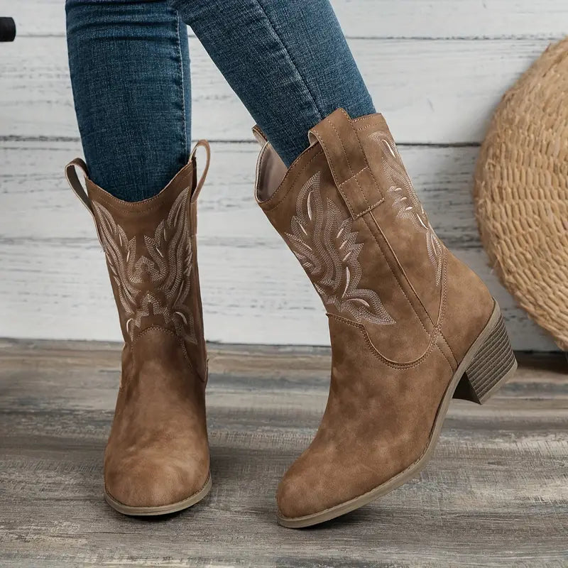 Hoge Hak Laarzen Retro Stijl Damesschoenen