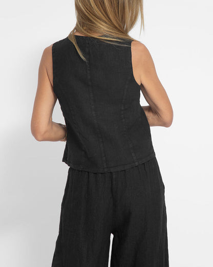 Linnen Set Wijde Broek en Vest voor Vrouw