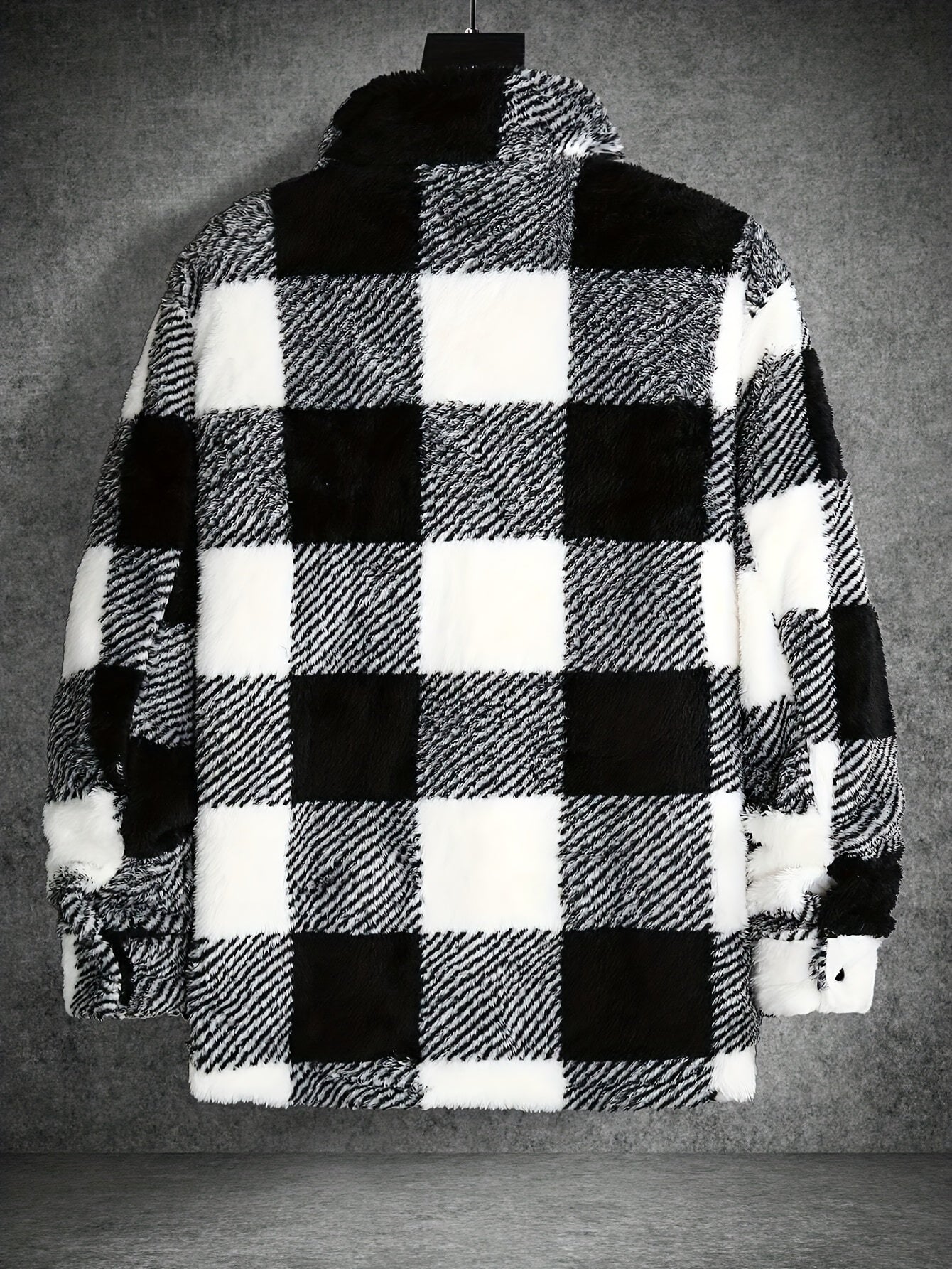 Heren Fleece Jas Zwart Wit Geruit Warm - Riley