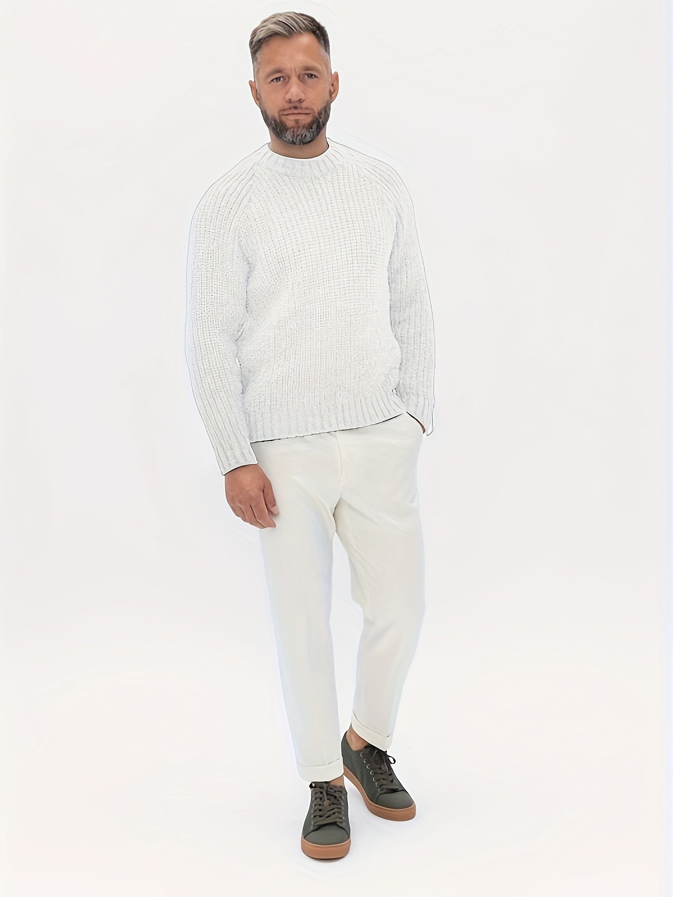 Heren Trui Warm Gebreid Effen Design Elliot