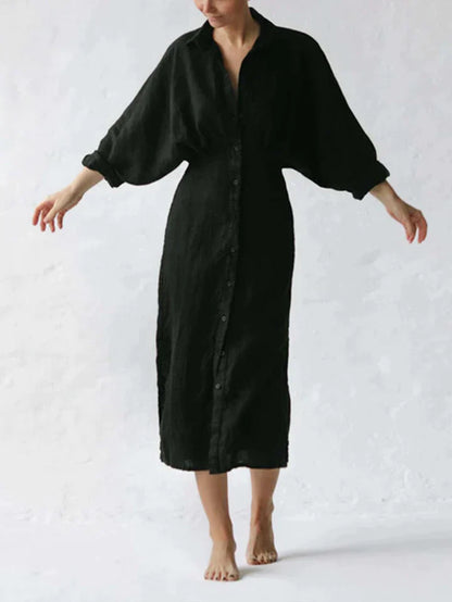 Elegante Jurk met Plooien Lange Mouw