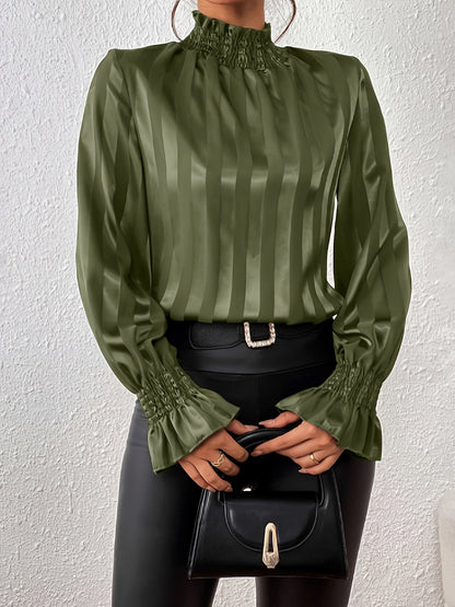 Dames Blouse Lange Mouwen Satijn met Plooien