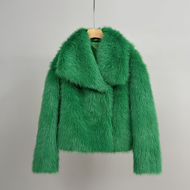 Dames Faux Fur Jas Kort Oversized Luxe Zacht