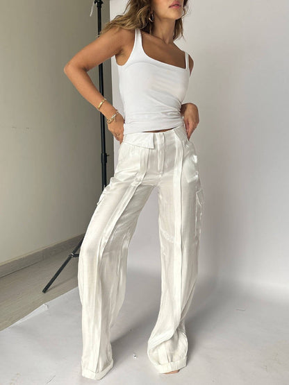 Vrouwen Pantalon Glitter Wijd Met Taillekoord