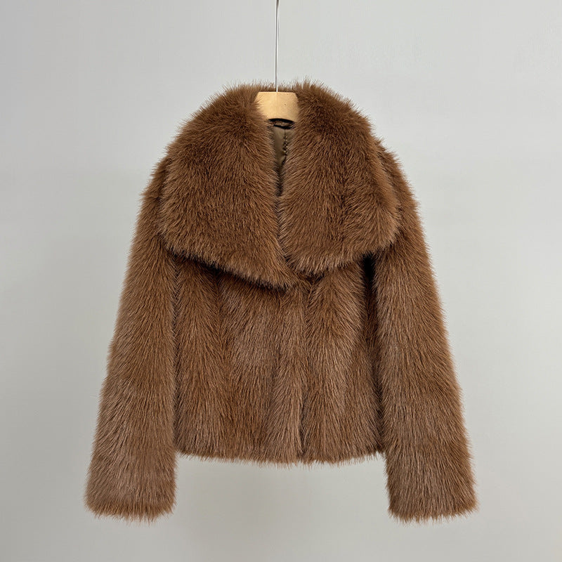 Dames Faux Fur Jas Kort Oversized Luxe Zacht