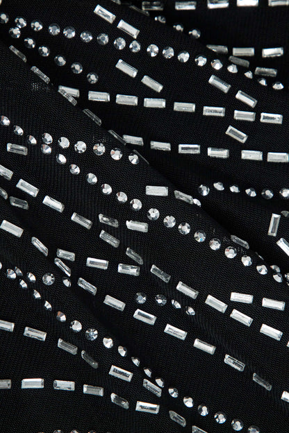 Mesh Minikleed met Strass Steentjes Glinsterend Jurk voor Vrouw