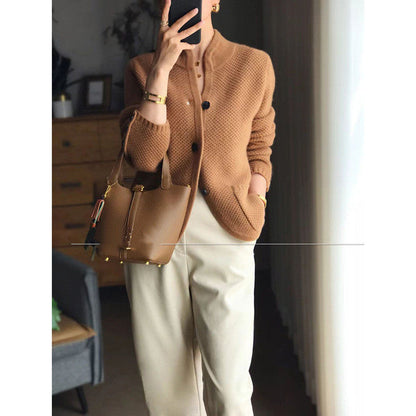 Dames Gebreide Vest met Chinese Kraag Luxe Look