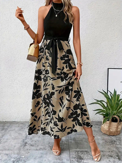 Bloemenjurk met Halternek Zomerjurk Vrouw