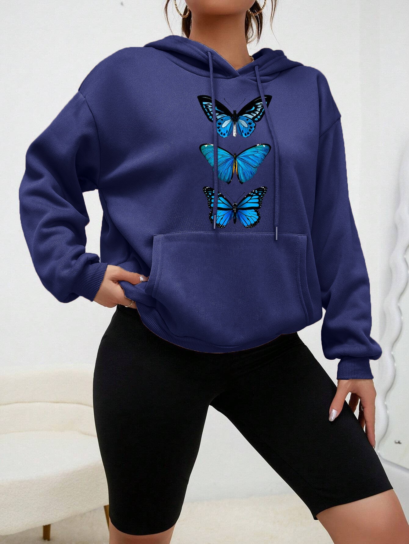 Dames Hoodie Comfortabel met Vlinder Print