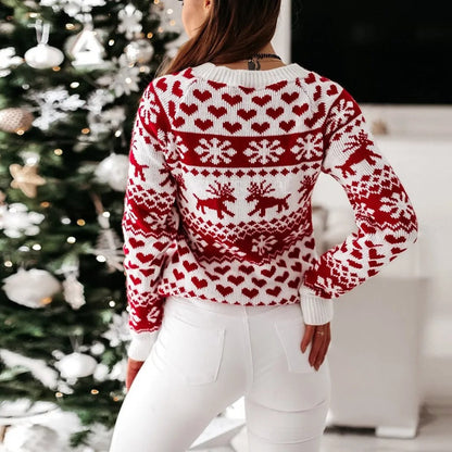 Kersttrui Vrouw Fitted Rode Glitter