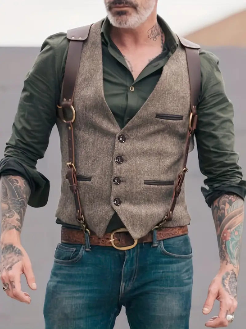 Heren Vest Omkeerbaar Vintage Stijl V-hals - Mode Vibes