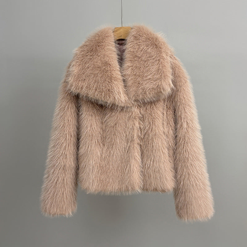 Dames Faux Fur Jas Kort Oversized Luxe Zacht