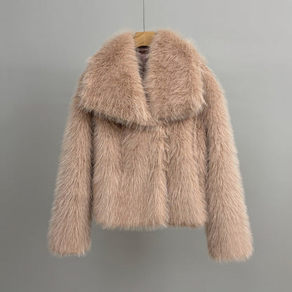 Dames Faux Fur Jas Kort Oversized Luxe Zacht