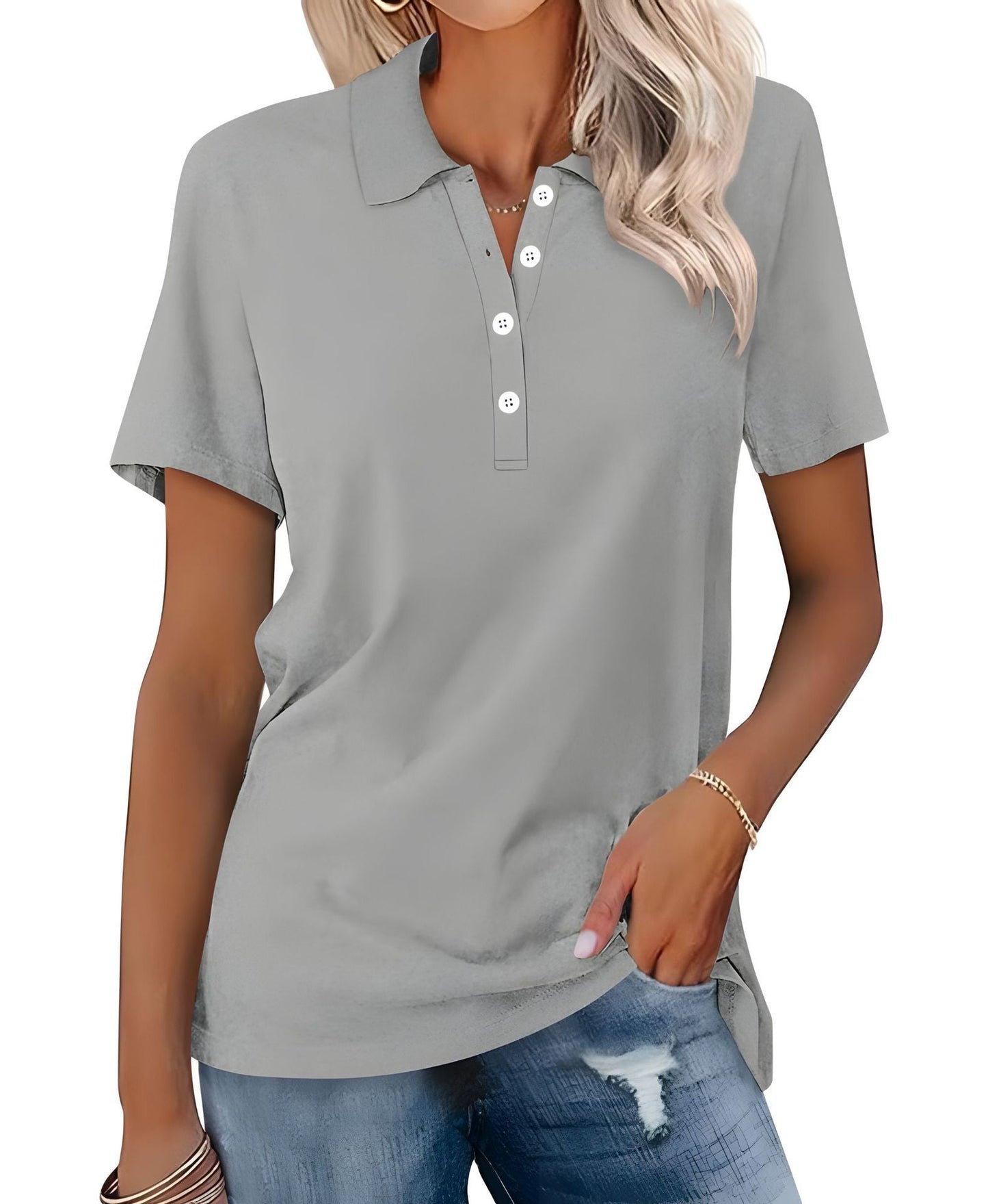 Dames Polo Top Kortemouw Basic Zomer