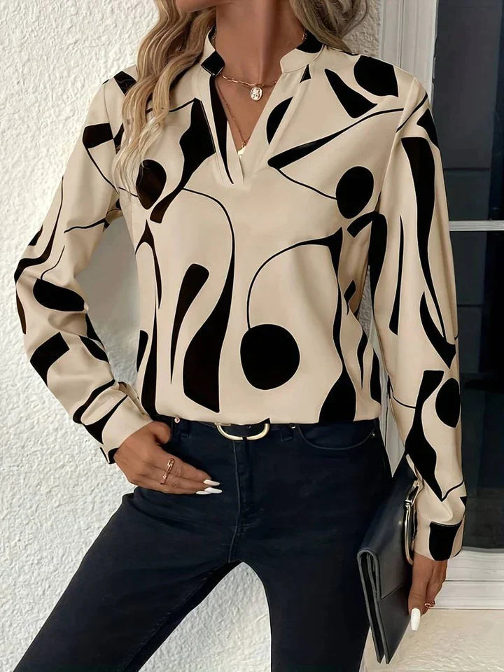 Vrouwelijke Elegante Blouse met V-hals - Mode Vibes