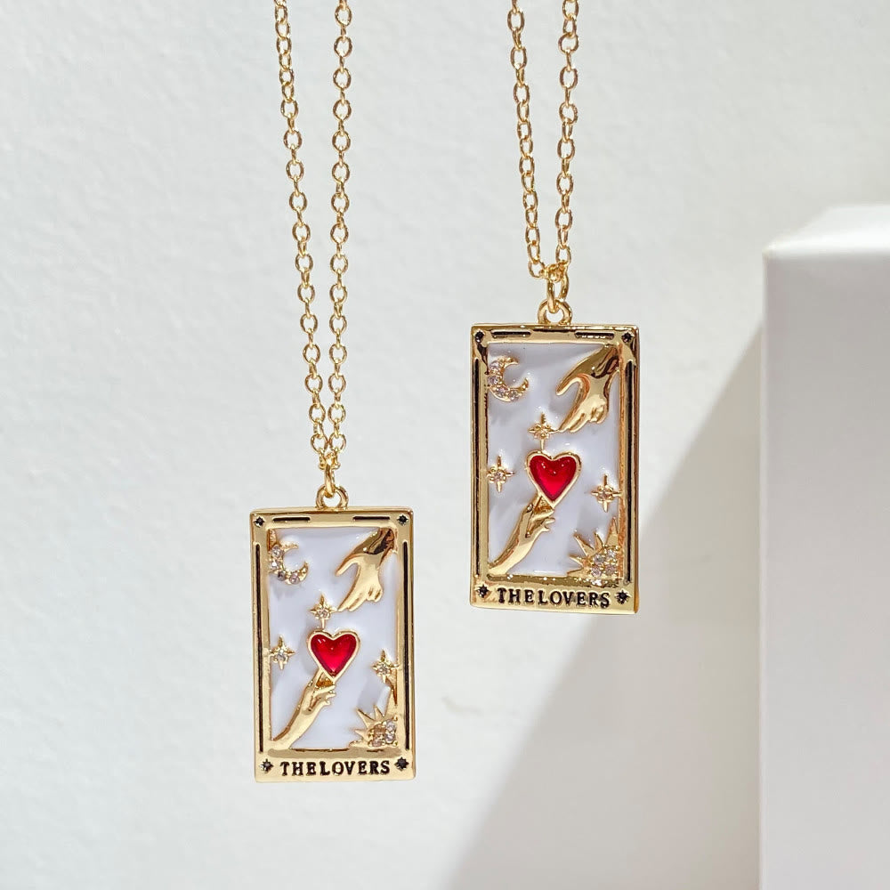 Gouden Tarot Oorhanger Druppel Ketting Zirkonia