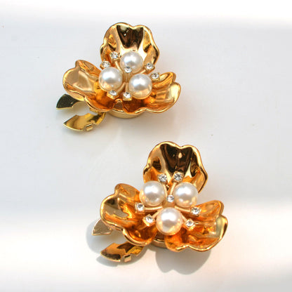 Dames Manchetknopen Parel Bloemvorm Elegant Zilver