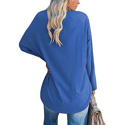 Dames Oversized T-shirt Lange Mouwen V-hals Casual