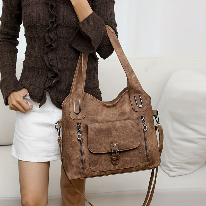 Vegan Schoudertas Vintage Stijl Leren Look
