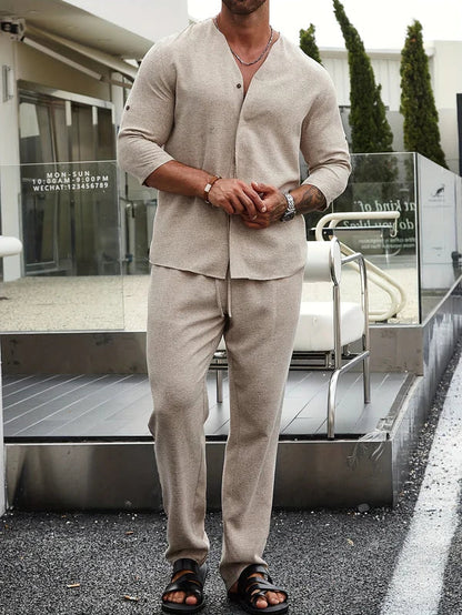 Linnen Heren Outfit Beige Comfortabel Zomer