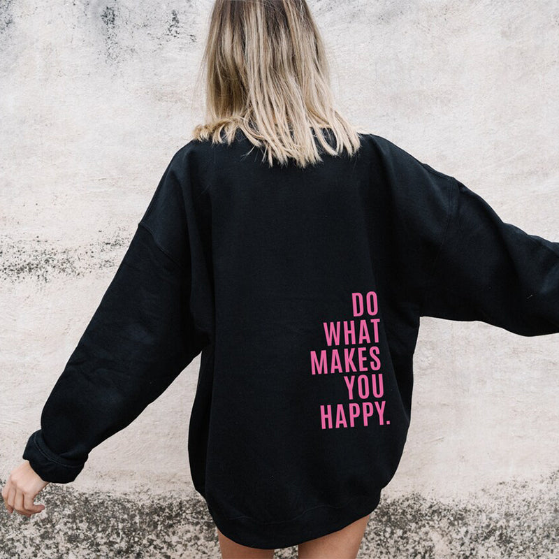 Dames Hoodie Ruimvallend met Happy Print