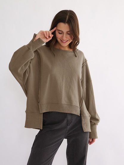 Dames Sweater Warm Losse Pasvorm Met Rauwe Randen