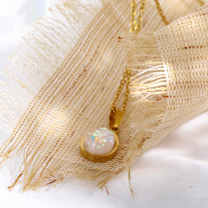 Opaal Hanger Ketting Natuurlijke Steen 18K Goud