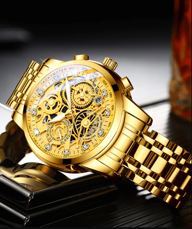 Herenskeletonhorloge Eclipse Zwart Leerband