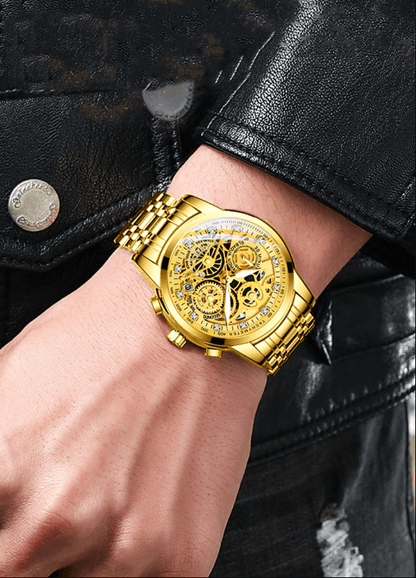 Herenskeletonhorloge Eclipse Zwart Leerband