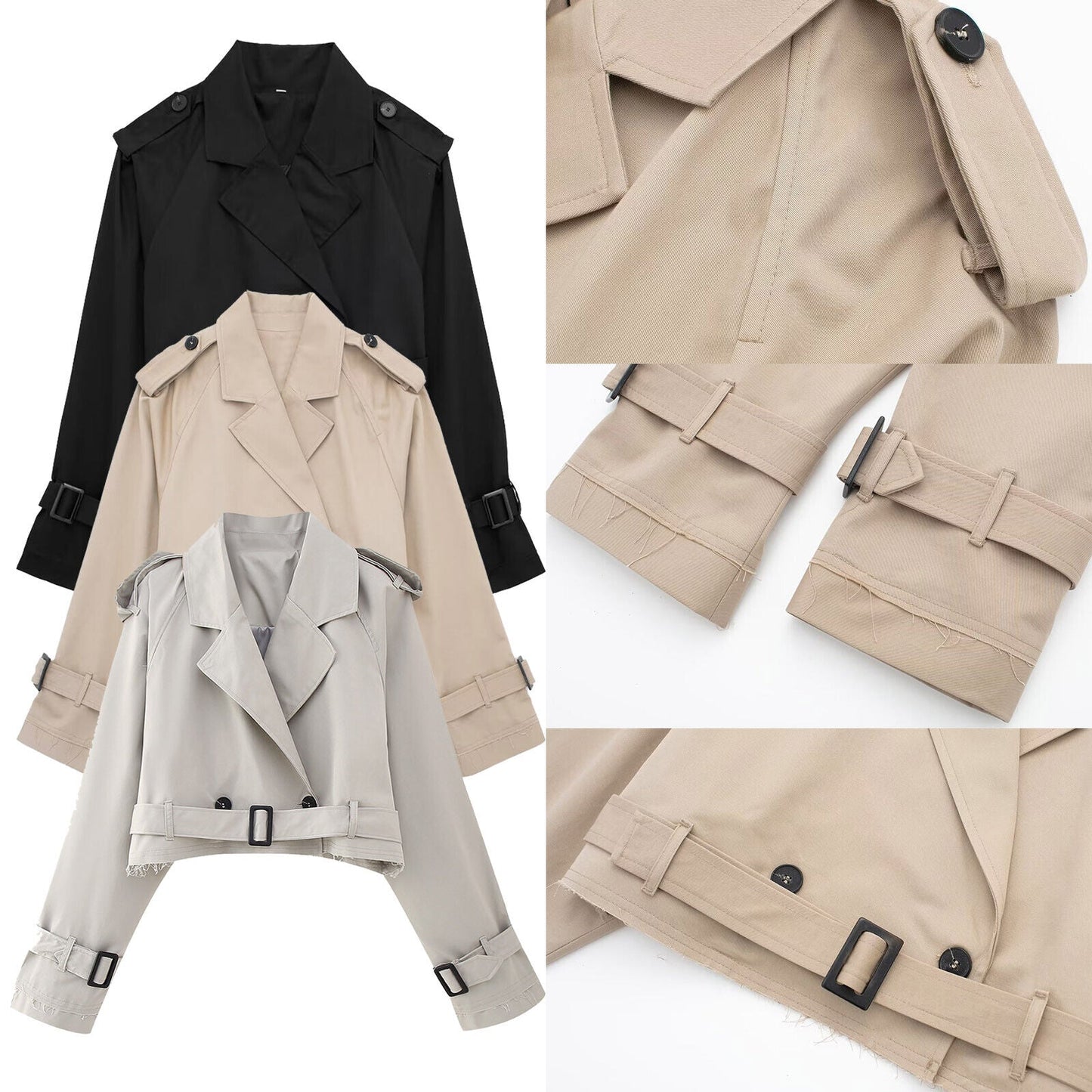 Klassieke Korte Trenchcoat Stijlvol Vintage Look