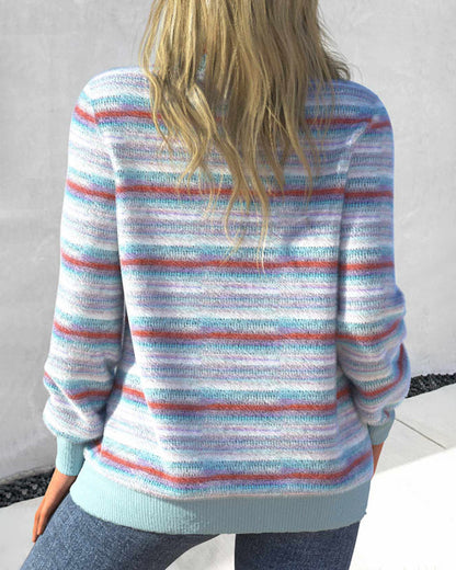 Casual gestreept sweatshirt met ronde hals in de kleur Blauw voor dames in Casual stijl ideaal voor de herfst.