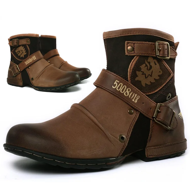 Herenlaarzen Vintage Stijl Leren Boots